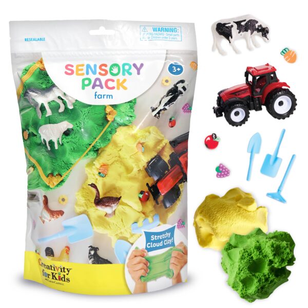 faber castell / creativity for kids sensory pack farm on the go sensory play set for kids Farm sensory pack with clay and toy animals.