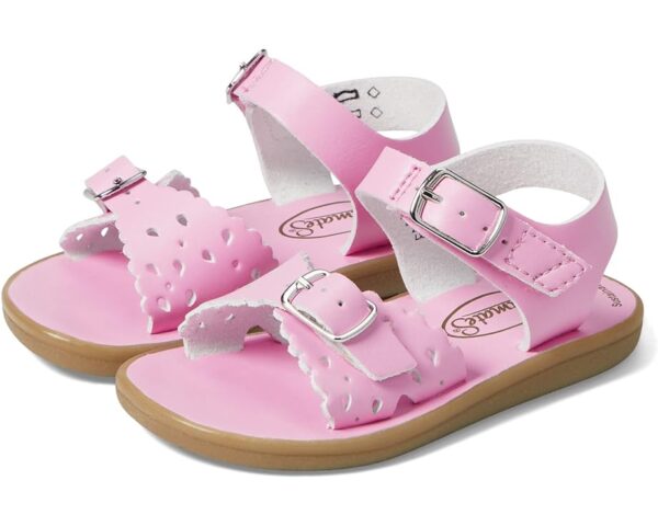 footmates rose ariel sandal Pink toddler sandals with buckles and cutout design.