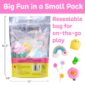 Creative play kit with resealable bag and toys.