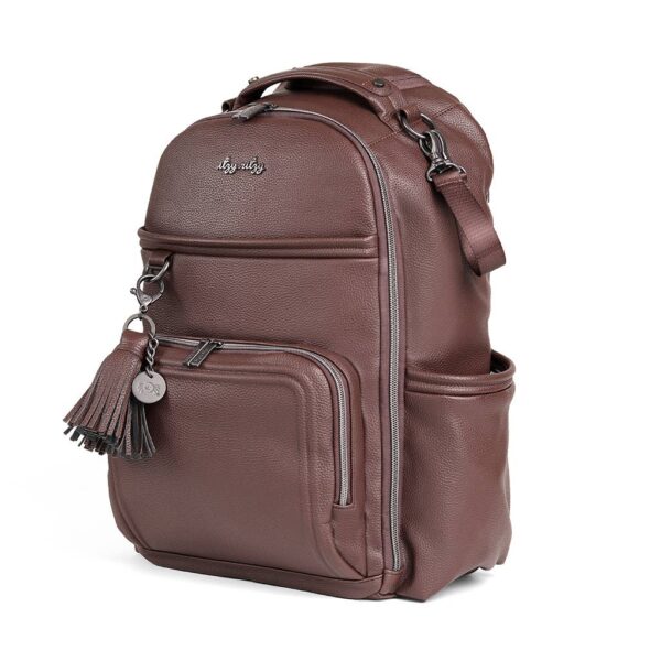 itzy ritzy *new* espresso boss plus™ Brown leather backpack with tassel keychain.