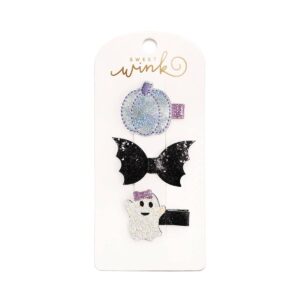 Halloween-themed glitter hair clips set
