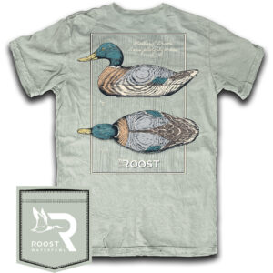 T-shirt with Mallard Drake illustration by Roost Waterfowl