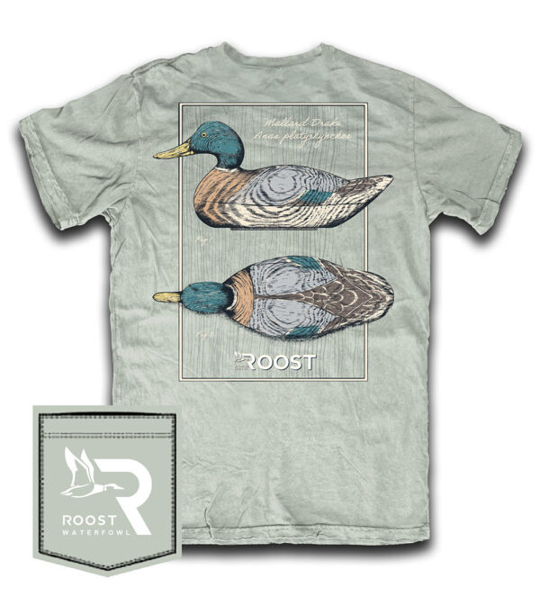T-shirt with Mallard Drake illustration by Roost Waterfowl