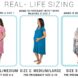 Maternity dress sizing options for pregnant women.