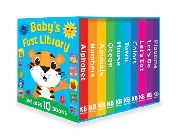 Baby's First Library collection, includes 10 colorful books.
