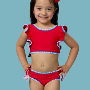RuffleButts - Vintage Americana - Crochet Detail Butterfly Tankini 2-Piece Swimsuit