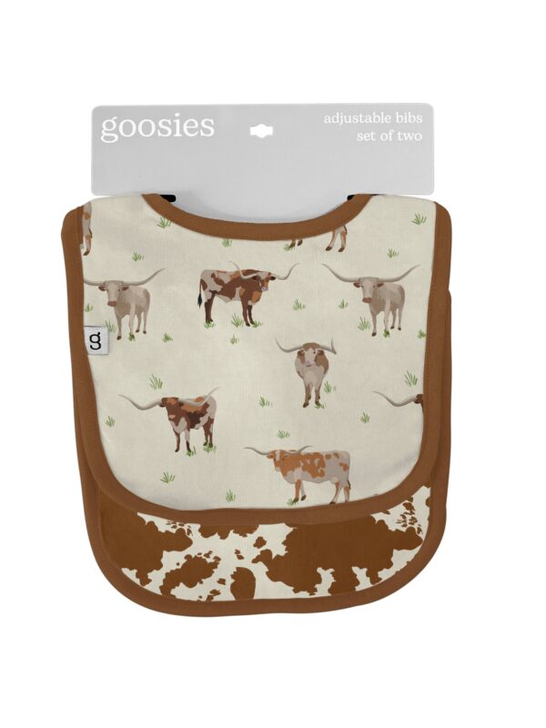 goosies longhorns bib set Cow-print baby bibs set of two