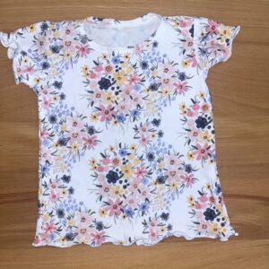 Yoga Baby - Short Sleeve Hydrangea Floral Lettuce Edge Shirt