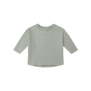 Light gray long-sleeve baby shirt with buttons.