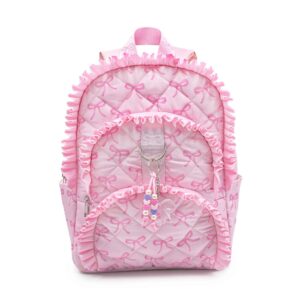 OMG Accessories - Bow & Ruffle Quilted Large Backpack