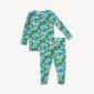 Kids' pajamas with bear forest print.
