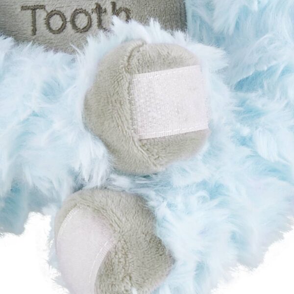 bearington collection lil' tracer plush dinosaur tooth fairy stuffed animal Blue plush toy with 'Tooth' stitched on.