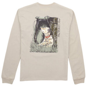 Long-sleeve shirt with dog and camo design
