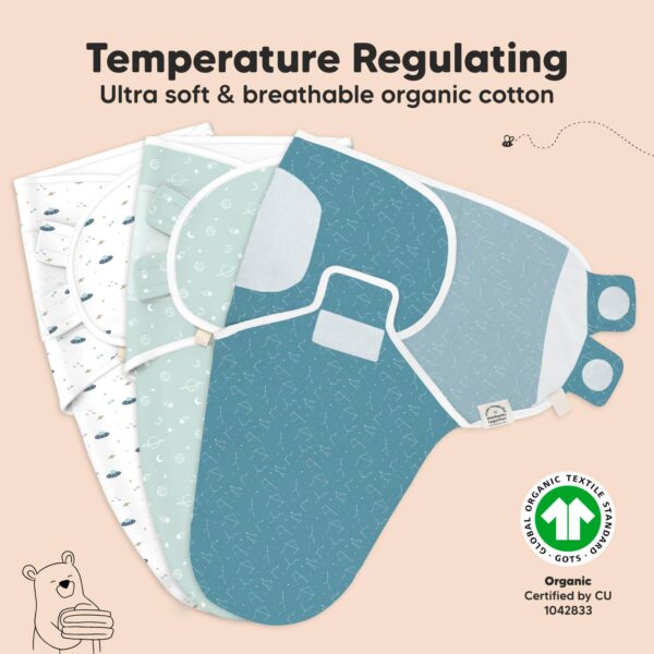 keababies 3pk soothe baby swaddles 0 3 months, sleep sack for newborns Organic cotton swaddles, temperature regulating and breathable.