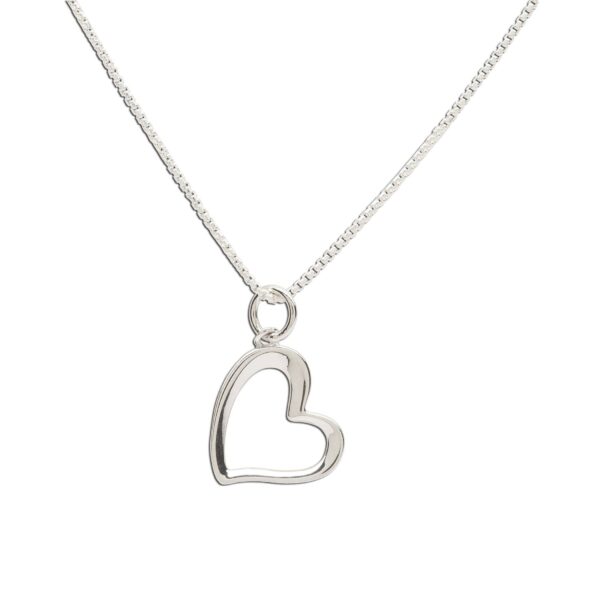 Silver heart pendant necklace on chain