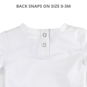 White shirt with back snaps, size 0-3 months.