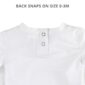 White shirt with back snaps, size 0-3 months.
