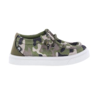 Green camo canvas sneaker with white sole