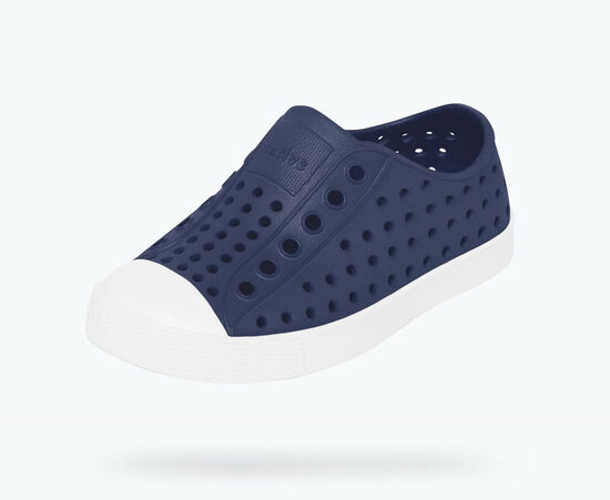 native jefferson regatta blue/shell white Navy slip-on shoe with white sole.