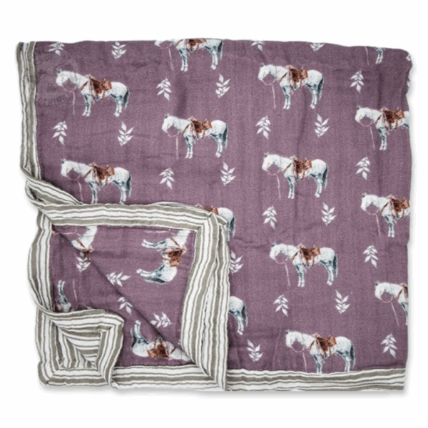 cowkid clothing co muave ranch horse bamboo muslin blanket cowkid clothing co muave ranch horse bamboo muslin blanket