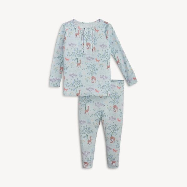 magnetic me love you deerly Children's pajamas with deer and tree print design.