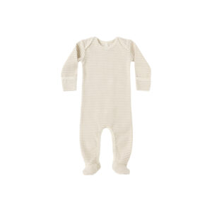 Striped baby onesie on white background