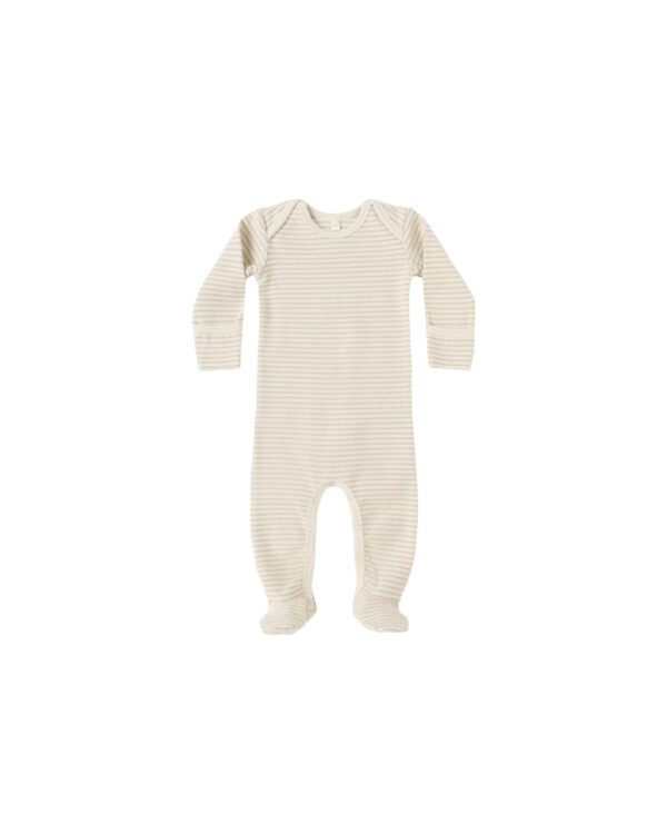Striped baby onesie on white background