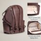 Brown backpack with parent pocket and laptop sleeve.