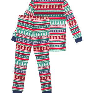 Festive Christmas-themed children's pajamas with snowman patterns.