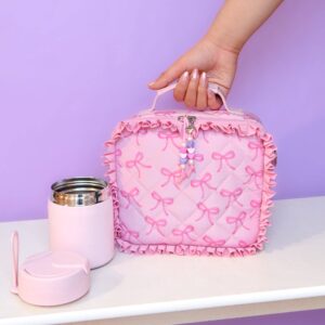 OMG Accessories - Bow & Ruffle Quilted Lunch Bag