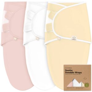 Three color swaddle wraps with packaging.