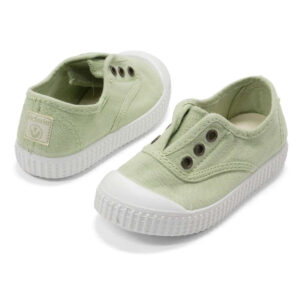 Pair of green canvas slip-on sneakers
