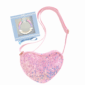 Pink sequin heart bag with bracelet gift set