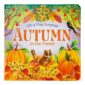 Colorful autumn book cover with pumpkins and forest animals.