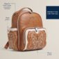 Brown leather backpack with decorative embroidery.