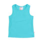 Turquoise sleeveless tank top on white background.