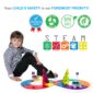 Child playing with colorful educational STEAM toys.