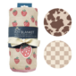 Itzy Ritzy strawberry blanket and patterns display.