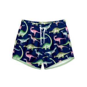 Colorful dinosaur print swim shorts