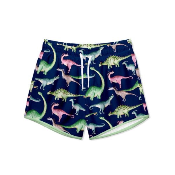 Colorful dinosaur print swim shorts