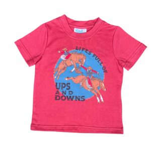 Red t-shirt with cowboy and horse graphic