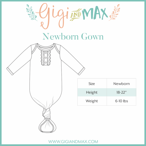 gigi and max bamboo baby gown gift set pajama newborn camo Newborn gown size chart, 18-22 inches