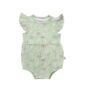 Green baby romper with chicken pattern