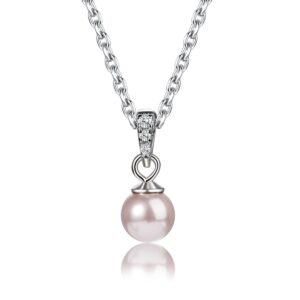 Silver necklace with pearl and diamond pendant