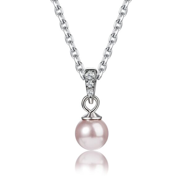 Silver necklace with pearl and diamond pendant