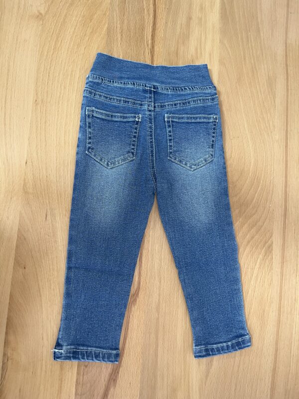 ml kids cross waist skinny jeans Back view of blue children's jeans.