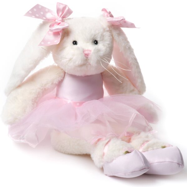 bearington collection lil bunny tutu the ballerina Stuffed bunny wearing pink tutu and ballet shoes.