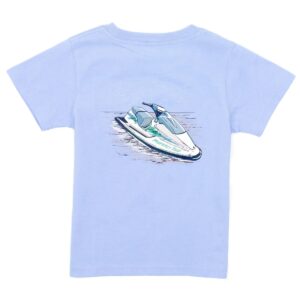 Blue t-shirt with jet ski illustration