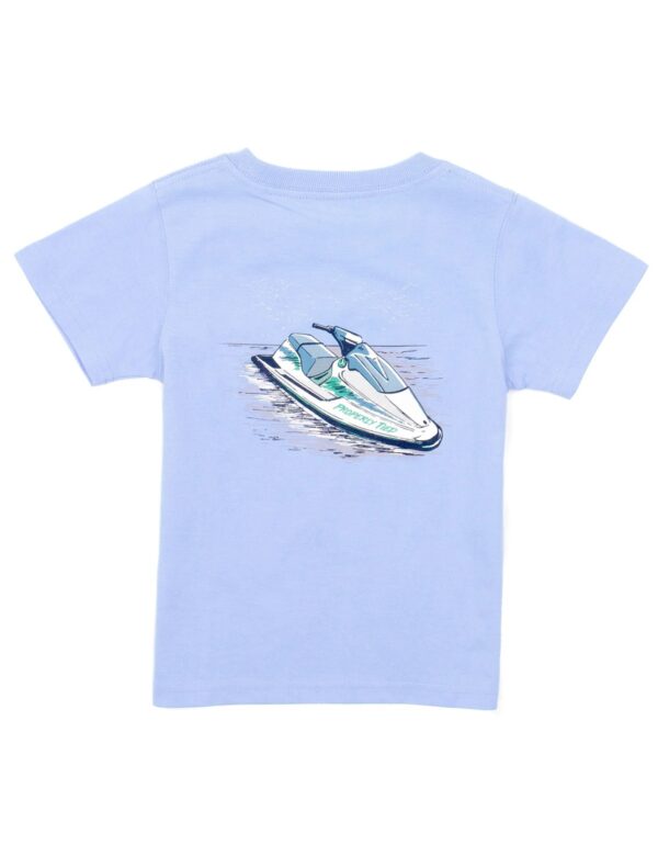 properly tied jet ski tee Blue t-shirt with jet ski illustration