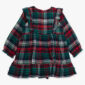 Red and green plaid long-sleeve dress for girls.